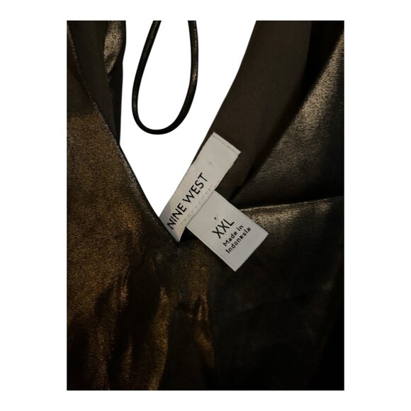 Nine West Metallic Ruffle Sleeveless Tunic Top XXL Brown Shimmer 2005 Vintage - Picture 2 of 5